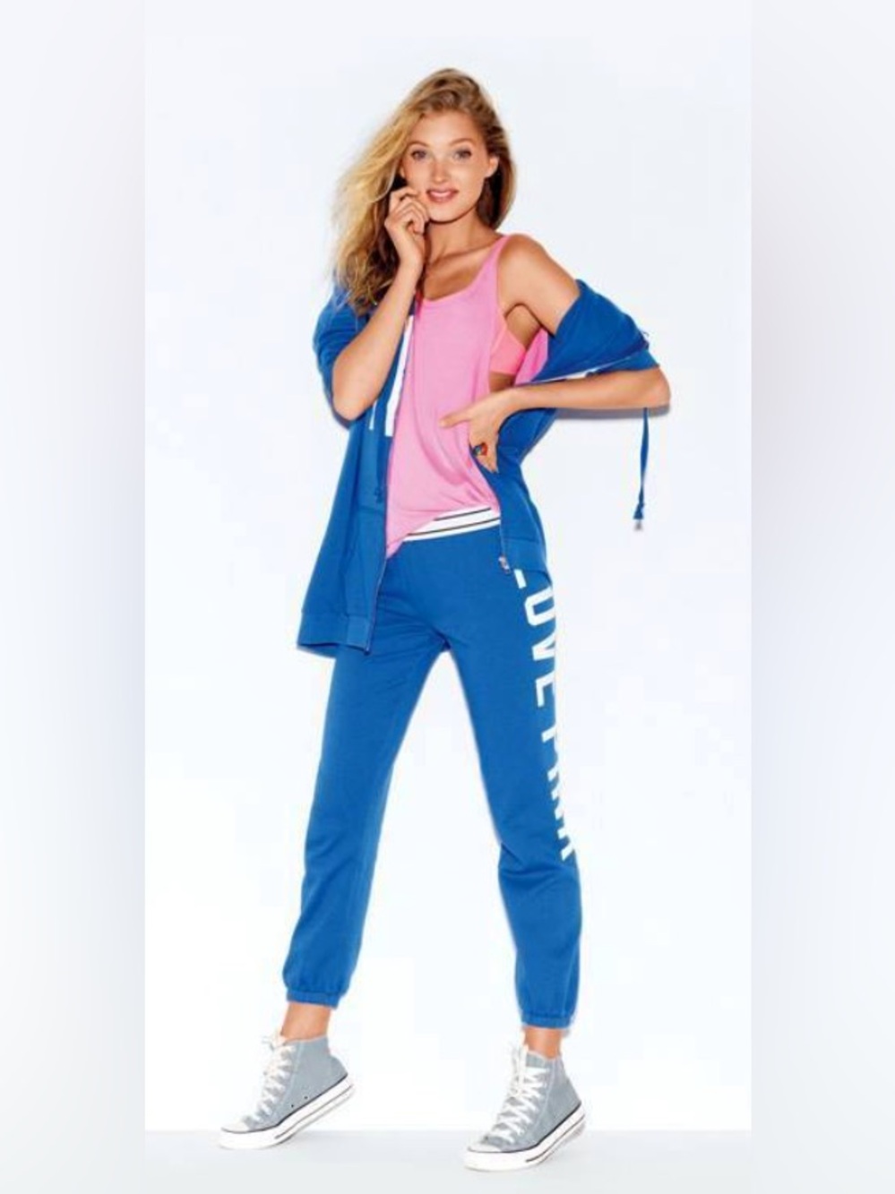 VS PINK Royal Blue Vintage LOVE PINK Hoodie Sweatpants Set Size XS